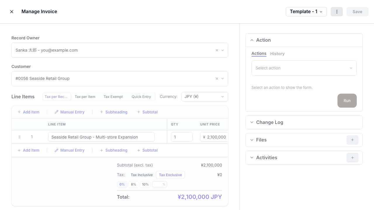 Invoice created from deal